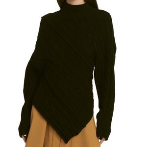 Proenza Schouler Big Wavy Asymmetrical Sweater Orig $1090 Black size 6